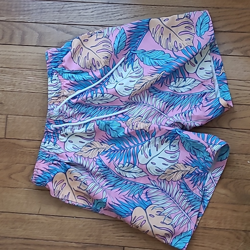 Boardies Swim Trunks Small Pink Blue Palms